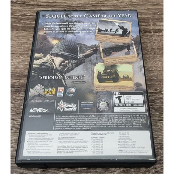 2005 Activision Call of Duty 2 PC CD-ROM 6 Disc Set Complete Untested Pre-Owned - Picture 2 of 10